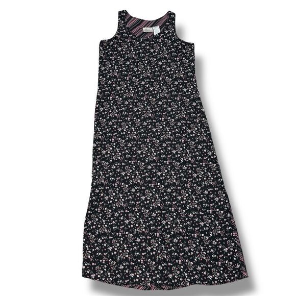 Vintage 90s Y2K Kathie Lee Floral Sleeveless Shift  Maxi Dress Black Pink Medium - Picture 12 of 12